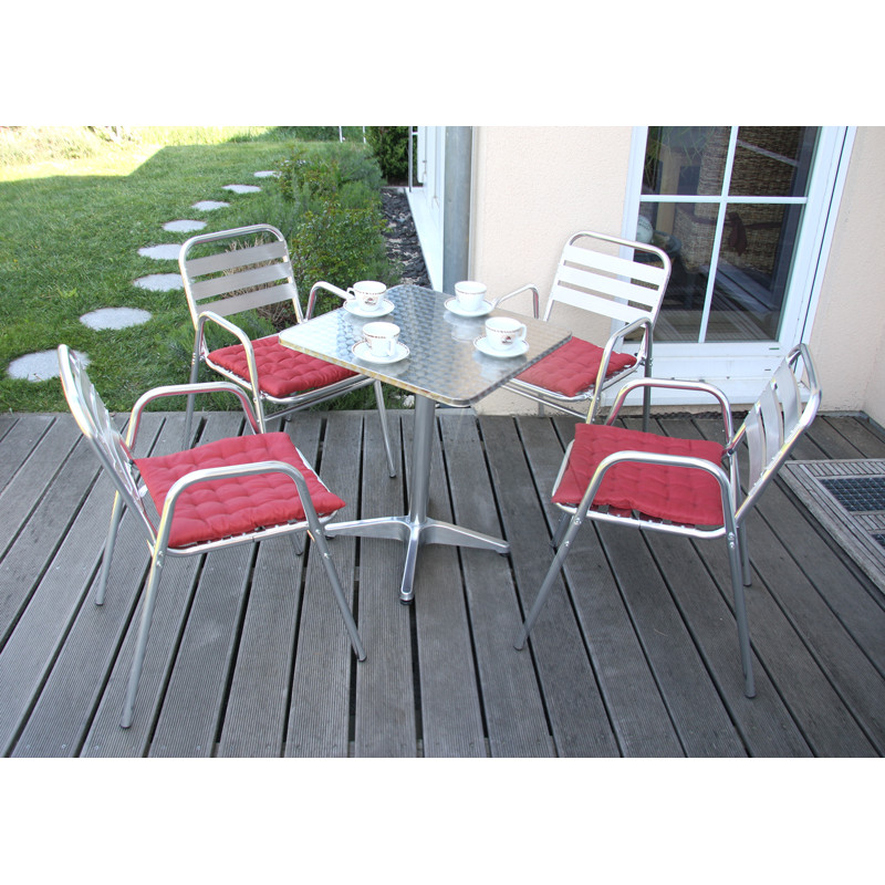 Ensemble bistrot M28, aluminium, table carrée + 4 chaises