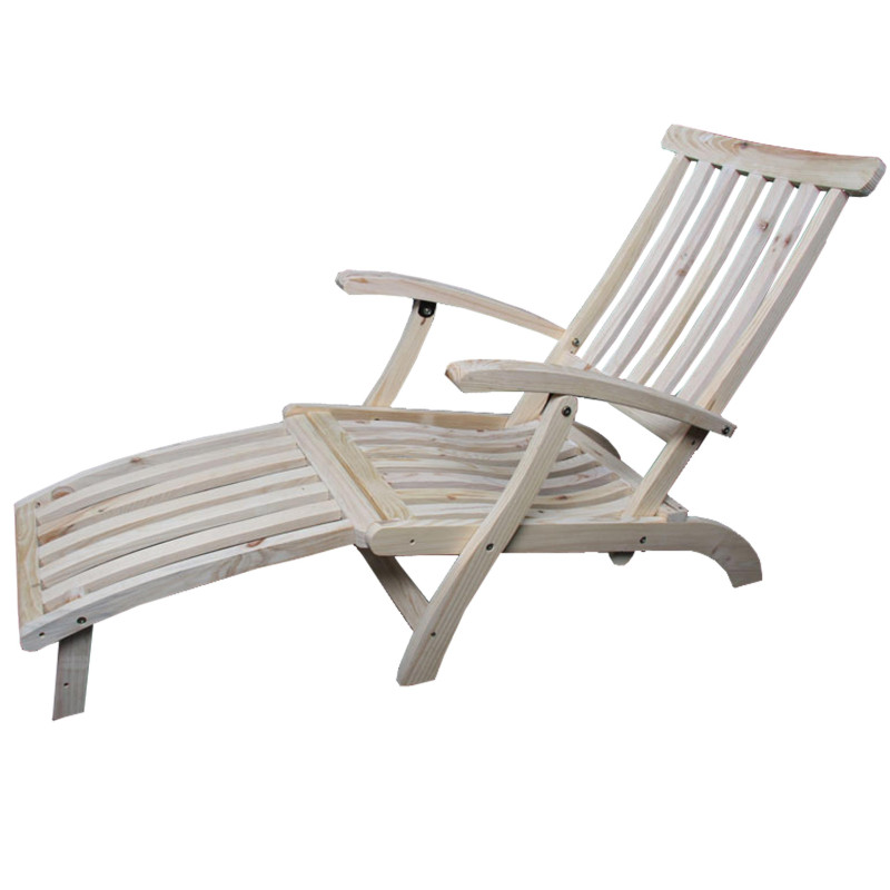 Chaise-longue Transat M30, bois massif non traité, 150x54x90cm