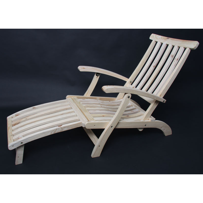 Chaise-longue Transat M30, bois massif non traité, 150x54x90cm