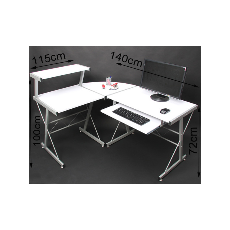 Bureau jeunesse, table Nevada, 100x115x140cm, blanc