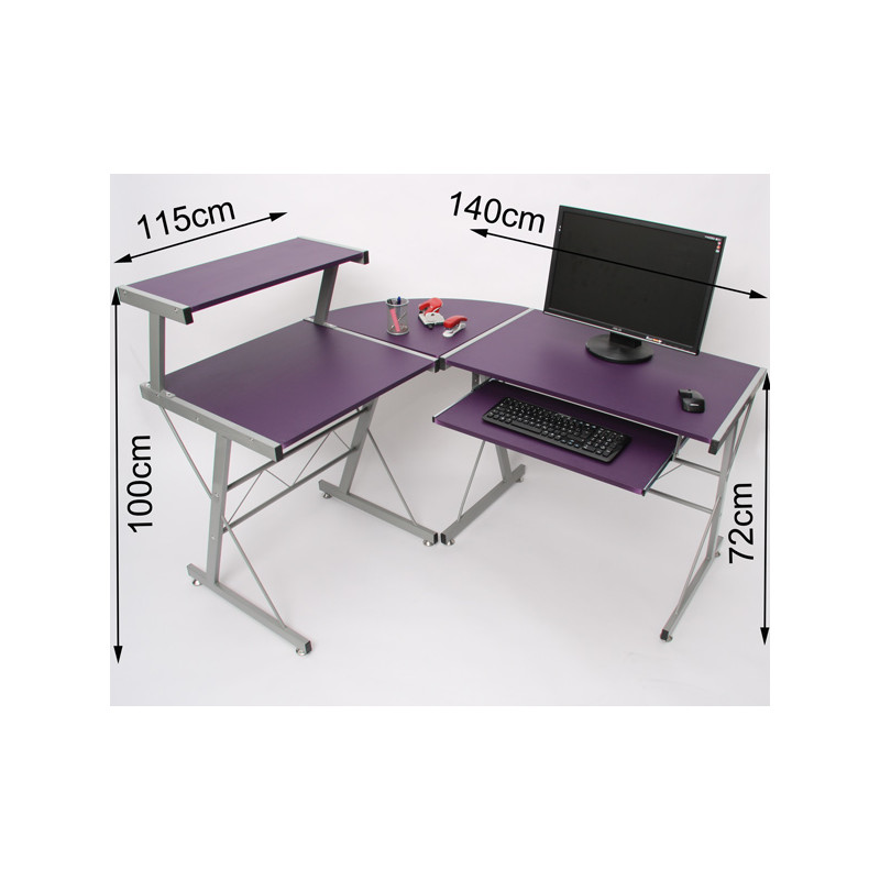 Bureau jeunesse, table Nevada, 100x115x140cm, violet
