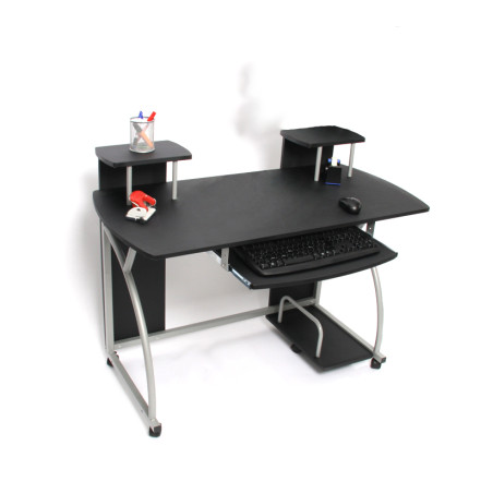 Bureau jeunesse, desserte informatique, table Ohio, 90x115x55cm, noir