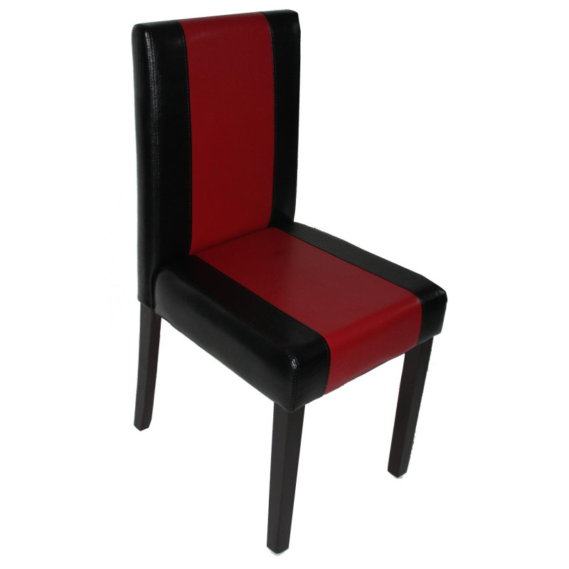 Lot de 6 chaises de séjour Littau -simili-cuir, noir/rouge, pieds foncés