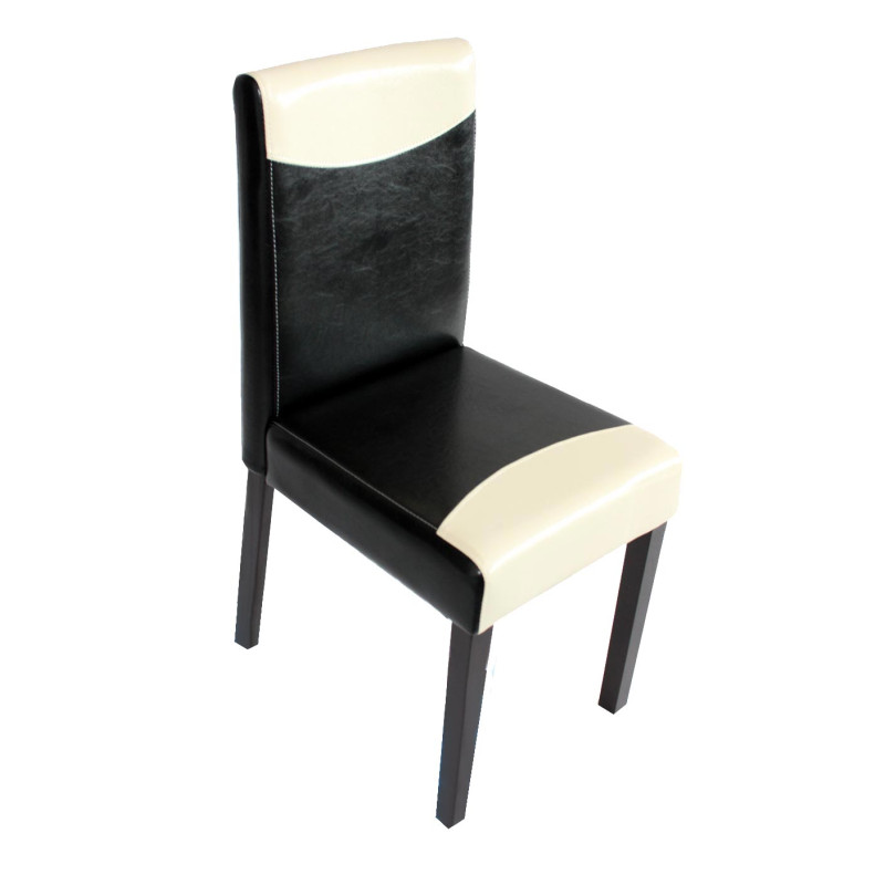 Lot de 6 chaises de séjour Littau -simili-cuir, noir/crème, pieds foncés