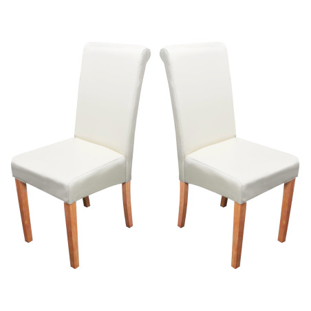 Lot de 2 chaises de séjour Novara II, cuir, crème/pieds clairs