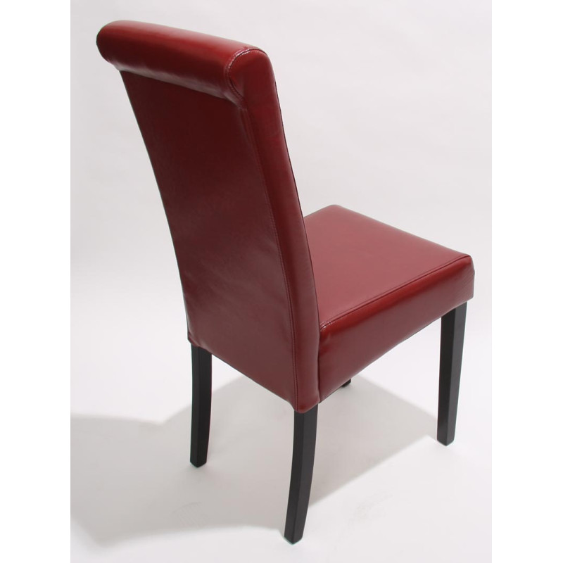 Lot de 2 chaises de séjour Novara II, cuir, rouge/pieds foncés