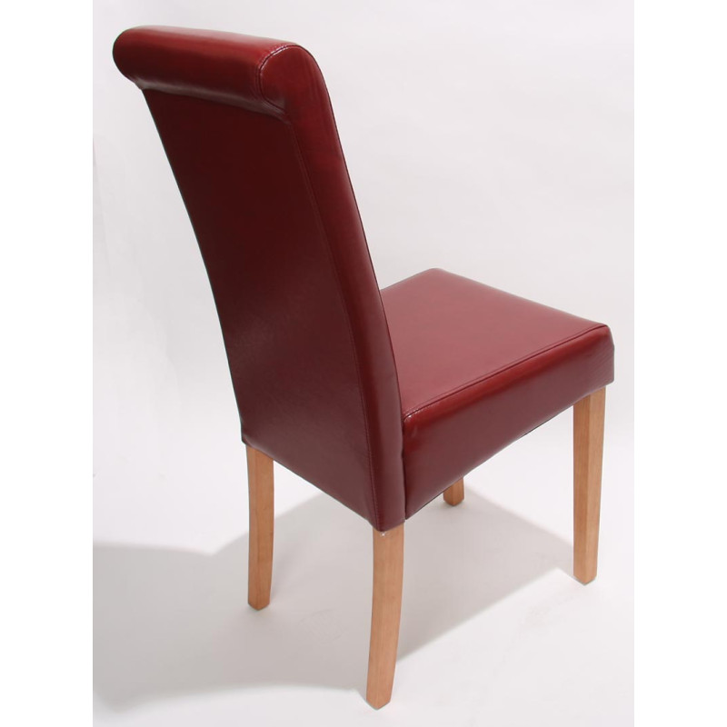 Lot de 2 chaises de séjour Novara II, cuir, rouge/pieds clairs