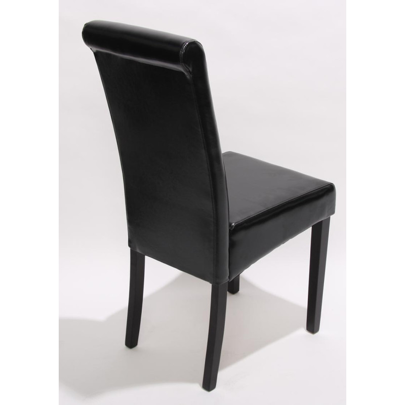 Lot de 2 chaises de séjour Novara II, cuir, noir/pieds foncés