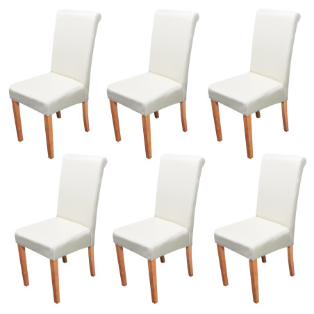 Lot de 6 chaises de séjour Novara II, cuir - crème/pieds clairs