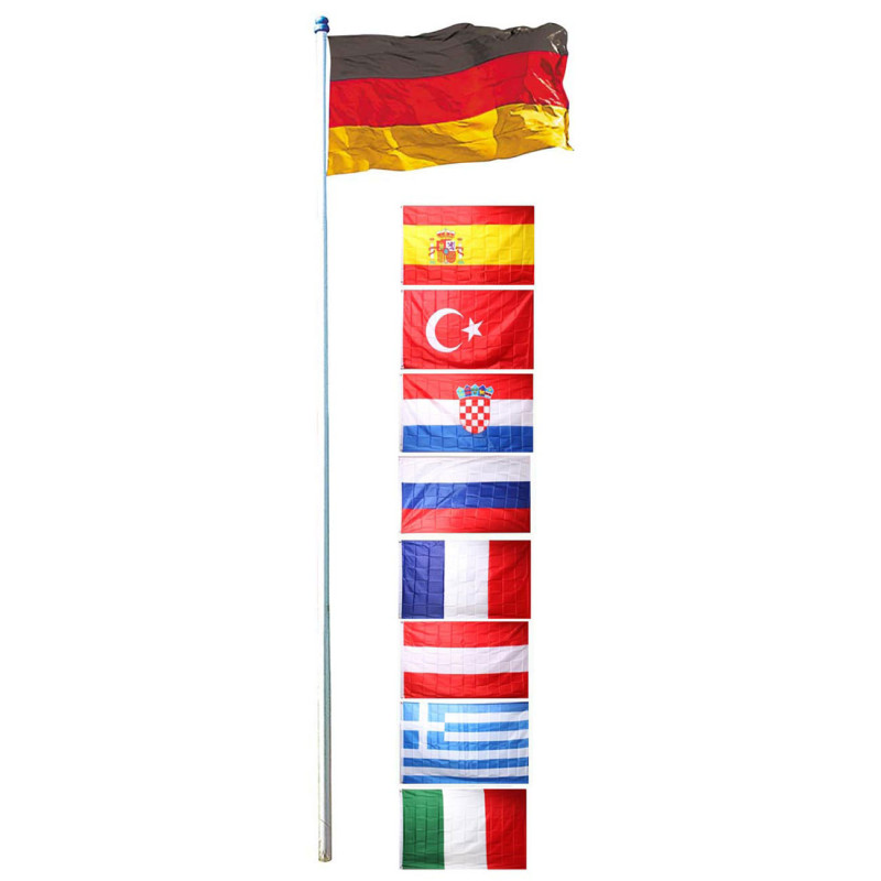 Mât de drapeau 4 m, drapeaux allemand et russe inclus, 90 x 150 cm