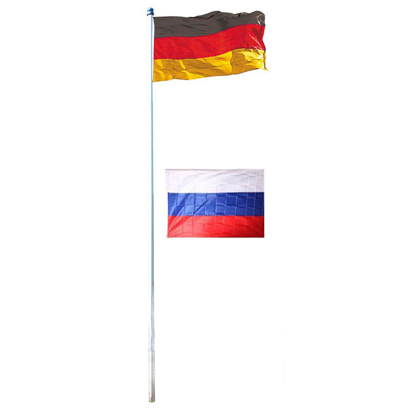 Mât de drapeau 4 m, drapeaux allemand et russe inclus, 90 x 150 cm