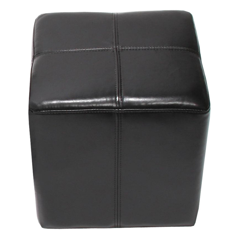 Pouf dé, tabouret Onex, cuir, 36x36x36cm, noir