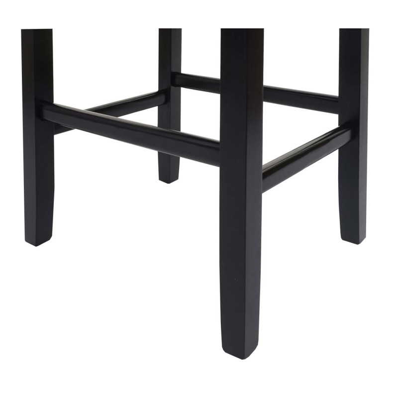 Lot de 2 tabourets de bar bois/cuir reconstitué, noir/pieds foncés