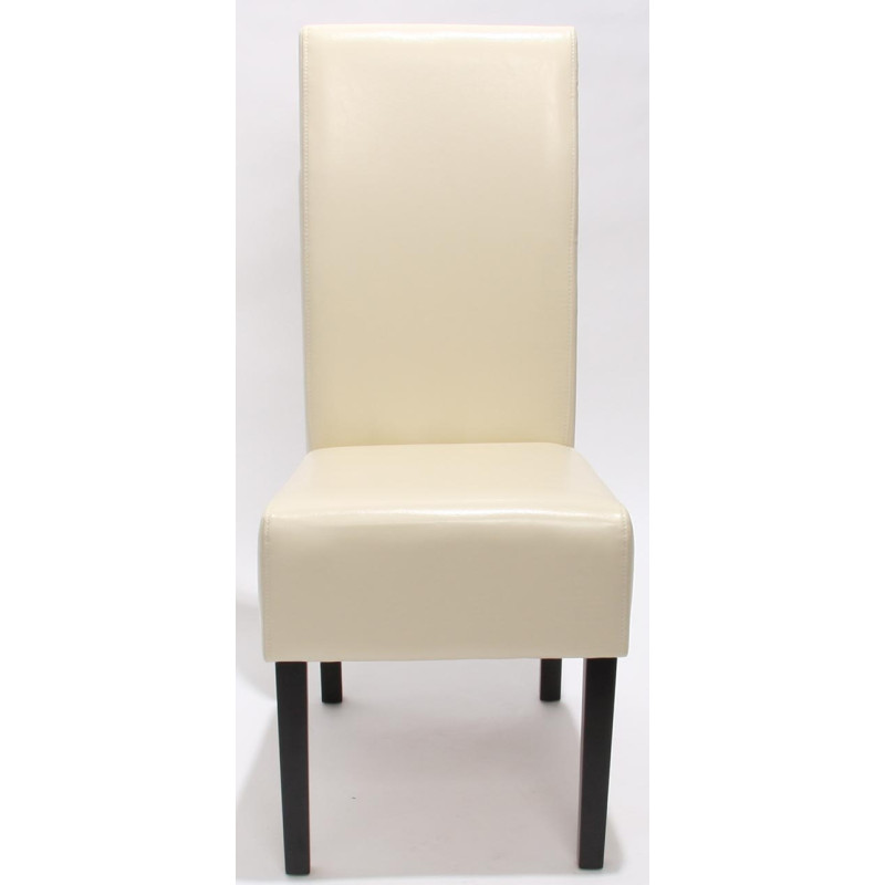 Lot de 6 chaises Latina, salle à manger, cuir reconstitué - couleur crème, pieds foncés