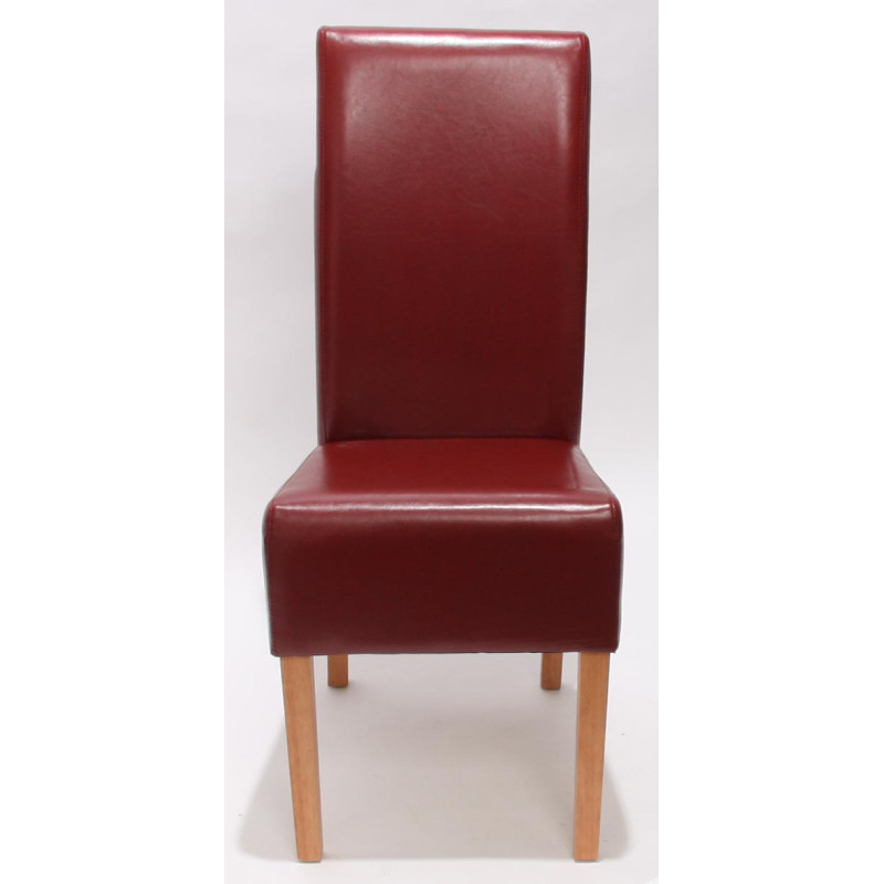 Lot de 2 chaises Latina, salle à manger, cuir reconstitué - rouge, pieds clairs