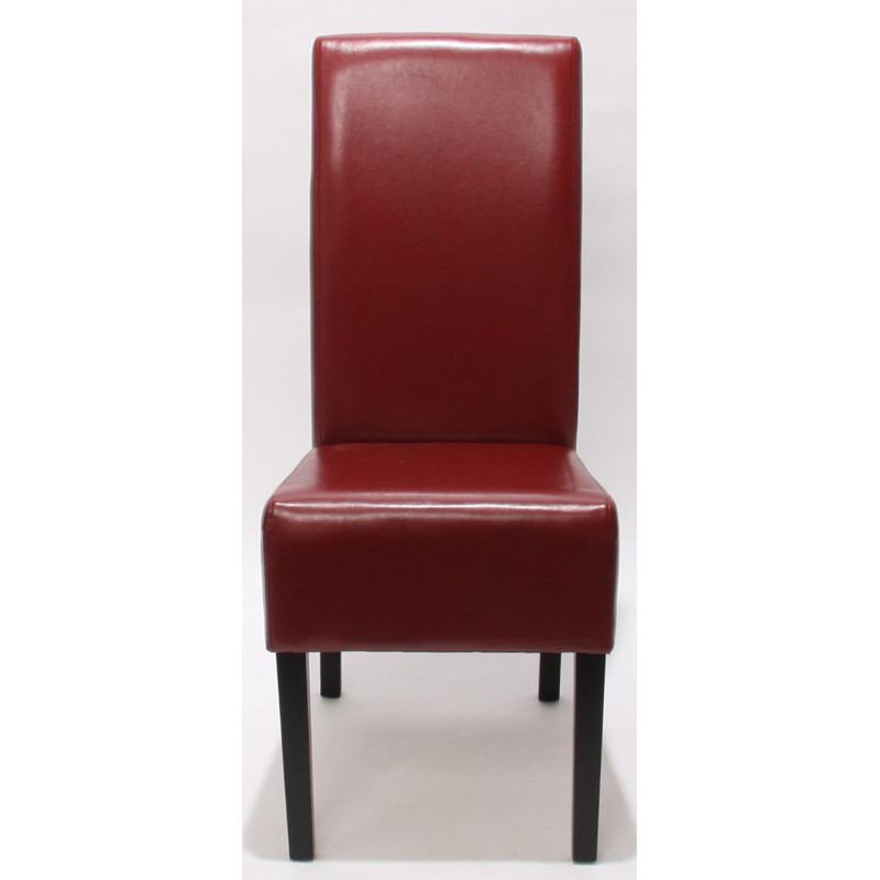 Lot de 2 chaises Latina, salle à manger, cuir reconstitué - rouge, pieds foncés