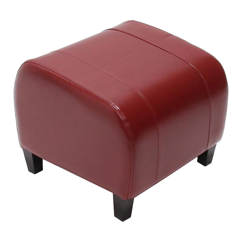 Tabouret pouf cuir EMMEN, 39x45x47cm - rouge