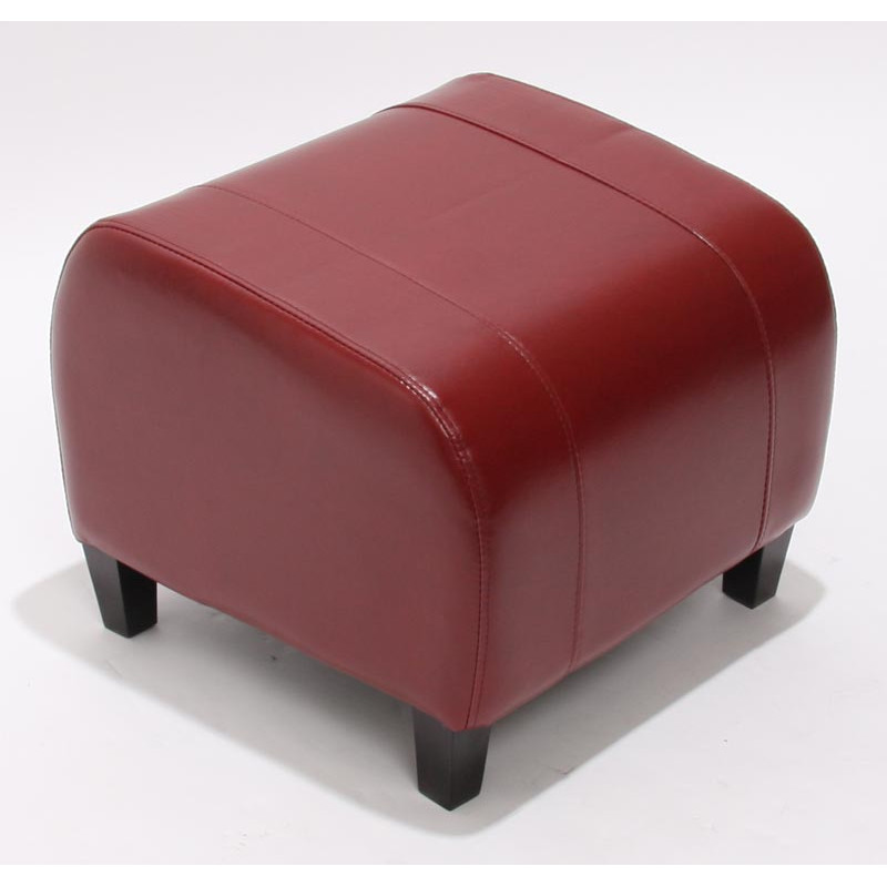 Tabouret pouf cuir EMMEN, 39x45x47cm - rouge