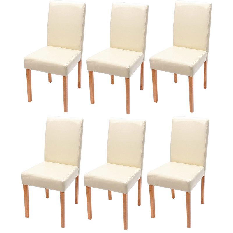 Lot de 6 chaises de séjour Littau - cuir reconstitué crème, pieds clairs