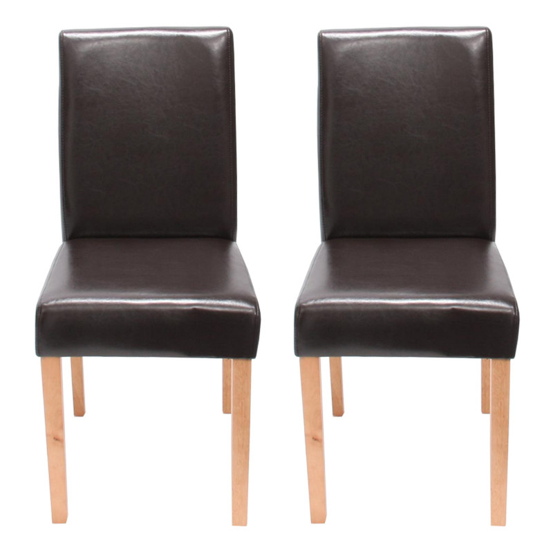 Lot de 6 chaises de séjour Littau - cuir reconstitué marron, pieds clairs