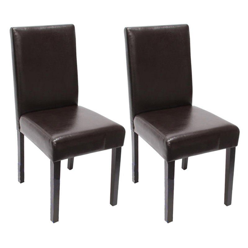 Lot de 6 chaises de séjour Littau - cuir reconstitué marron, pieds foncés