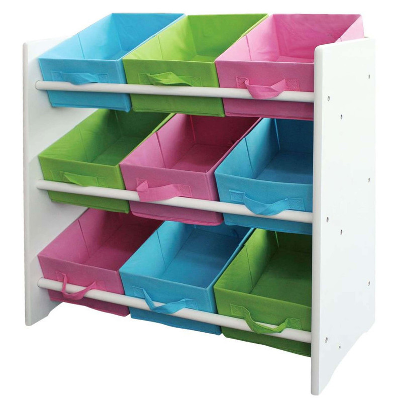 Étagère meuble de rangement enfant, paniers de rangement, multicolore, 66x30x70cm