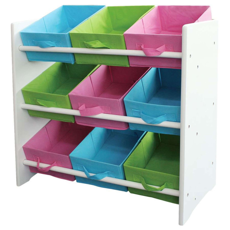 Étagère meuble de rangement enfant, paniers de rangement, multicolore, 66x30x70cm