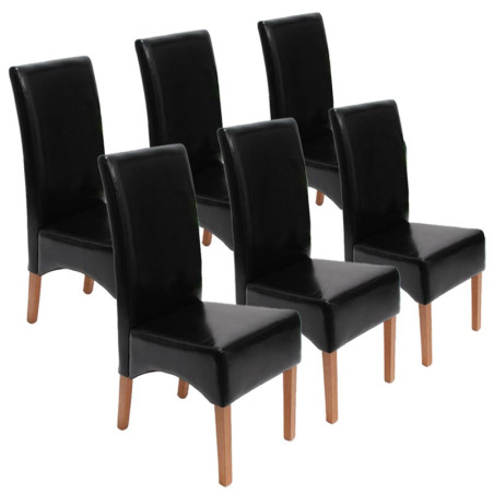 Lot de 6 chaises Latina, salle à manger, cuir reconstitué - noir, pieds clairs