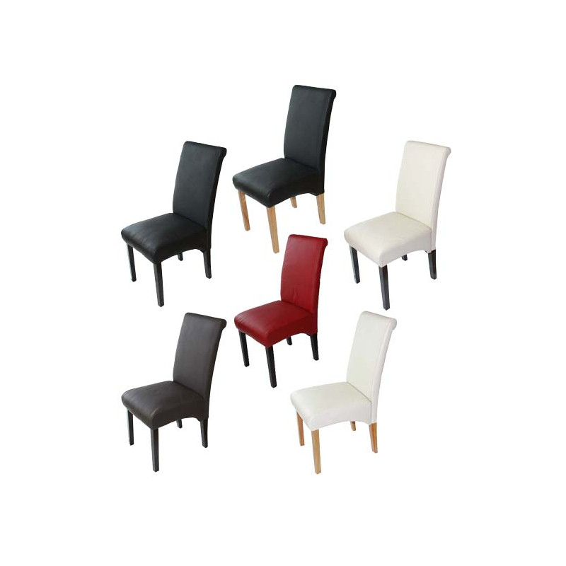 Lot de 6 chaises Latina, salle à manger, cuir reconstitué - noir, pieds clairs