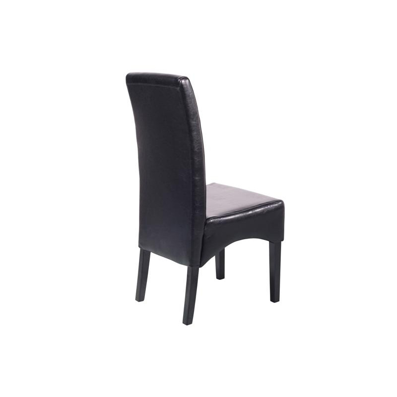 Lot de 6 chaises Latina, salle à manger, cuir reconstitué - noir, pieds foncés