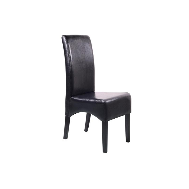 Lot de 6 chaises Latina, salle à manger, cuir reconstitué - noir, pieds foncés