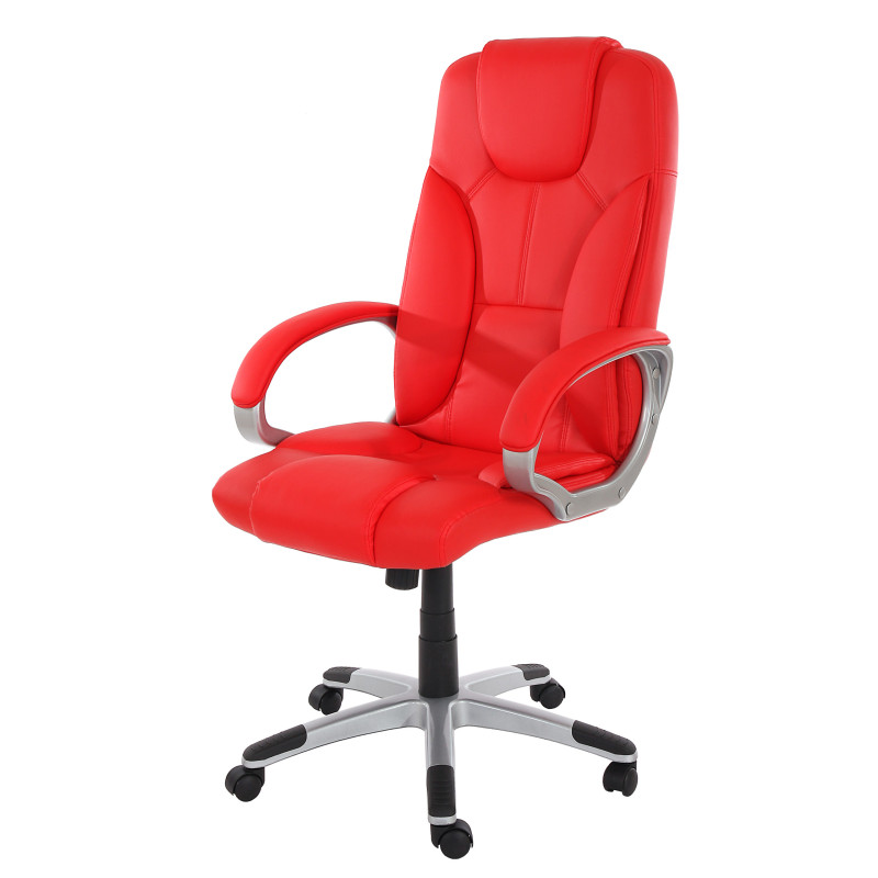 Fauteuil de bureau Bâle, classique, similicuir, rouge