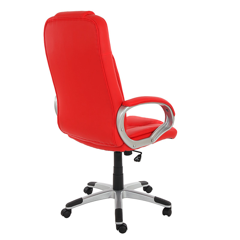 Fauteuil de bureau Bâle, classique, similicuir, rouge