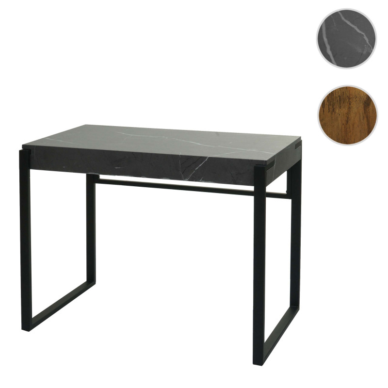 Table console table de téléphone table de travail table d'appoint table de rangement, métal 80x100x54cm - aspect marbre gris