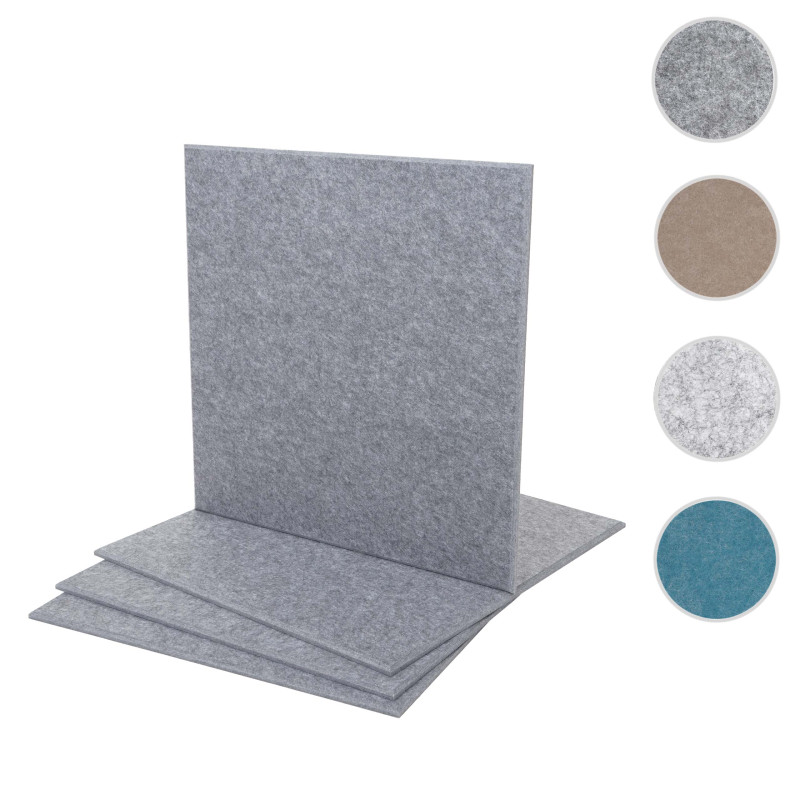 Jeu de 4 panneaux muraux acoustiques panneaux muraux acoustiques, insonorisant 1qm surface 50x50cm - gris clair