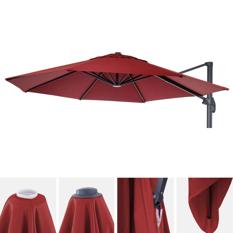 Housse de parasol 8 baleines rondes Ø4m 220g/m² polyester, housse de rechange p.ex. pour parasol ampli - bordeaux