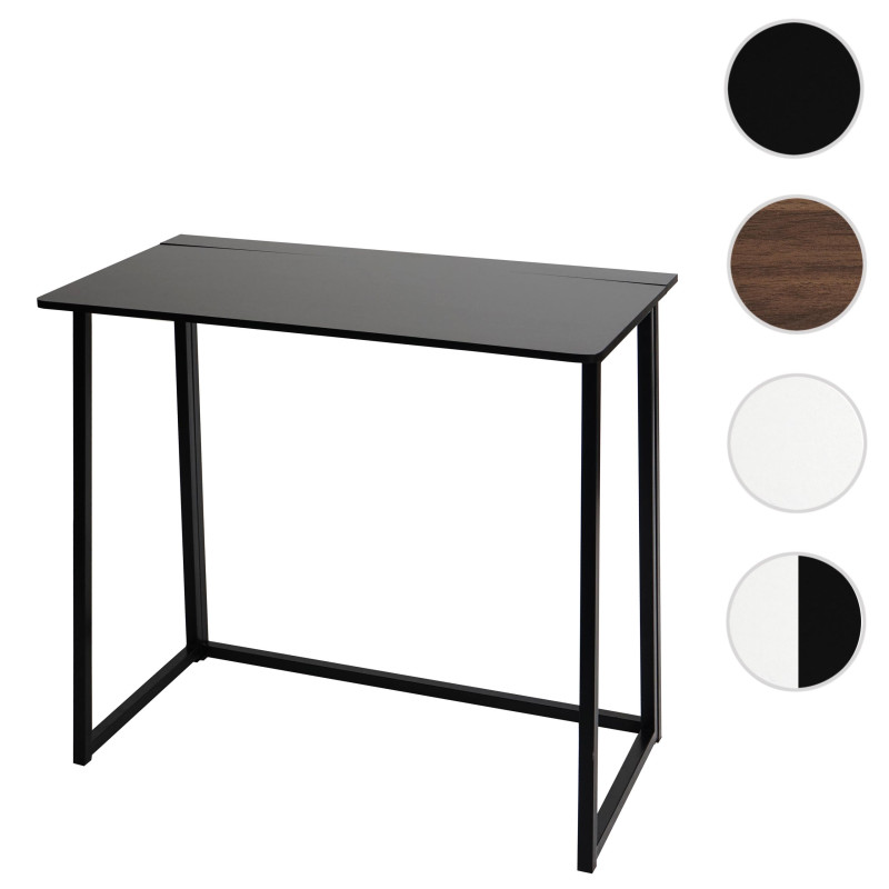 Bureau pliable, table console pliante table d'ordinateur portable table de rangement, 80x45cm, métal MDF - noir