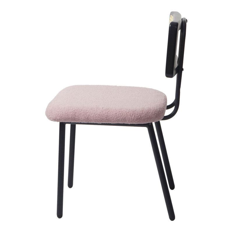 Lot de 2 chaises de salle à manger fauteuil chaise, bois poly rotin métal bouclé - tissu/textile rose