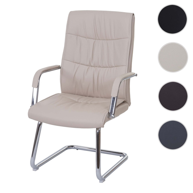 Chaise de conférence chaise visiteur cantilever, similicuir - crème
