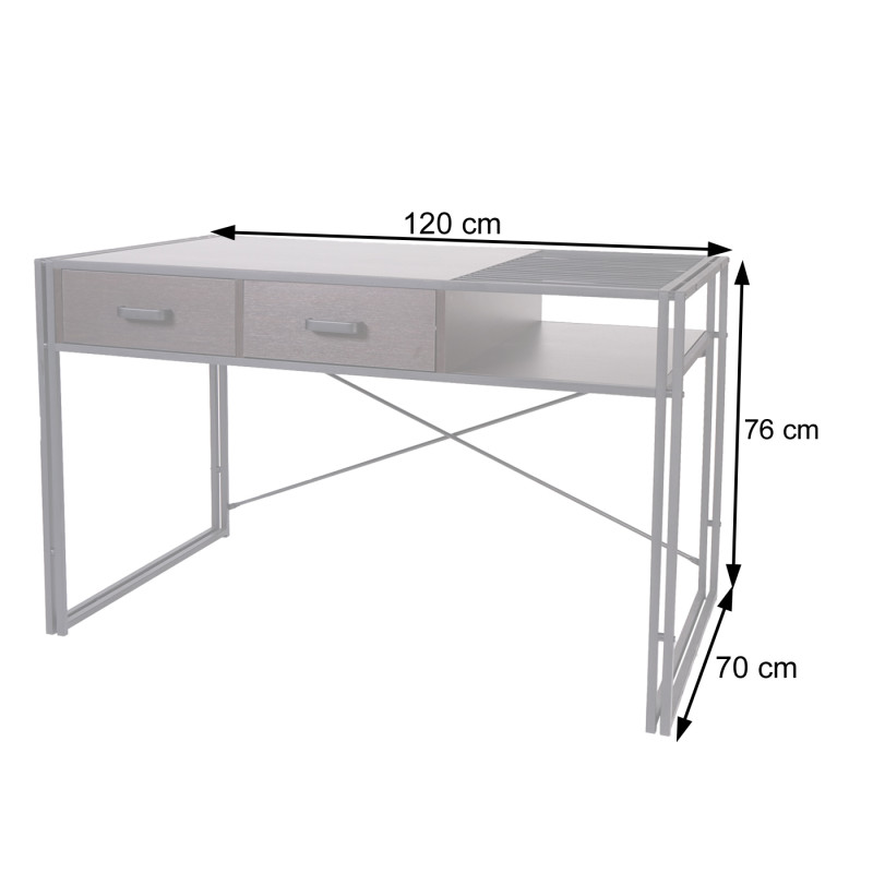 Bureau bureau informatique, industriel 76x120x70cm - brun