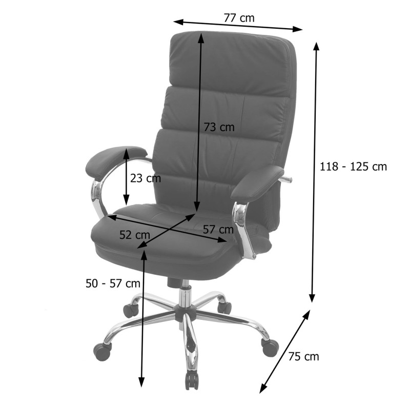 Chaise de bureau XXL chaise de bureau, 220kg noyau à ressort chargeable similicuir- noir