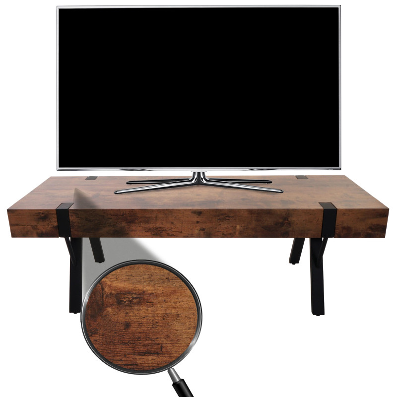 Rack TV Table de télévision Lowboard Table de télévision, métal 42x120x40cm - chêne sauvage foncé