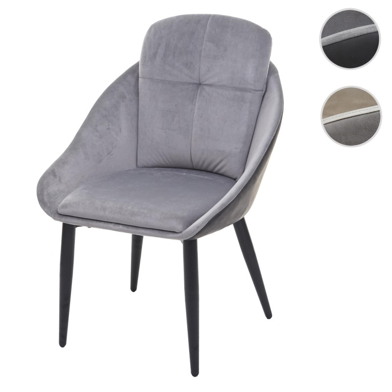 Chaise de salle à manger chaise avec accoudoir - velours, gris-anthracite