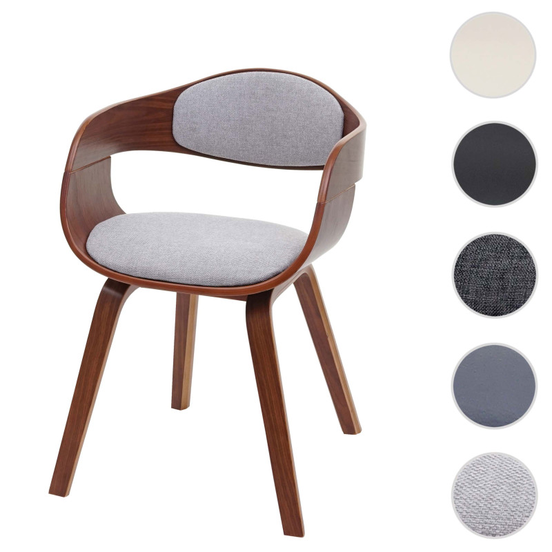 Chaise de salle à manger bois courbé rétro design aspect noyer - imitation cuir, gris mat