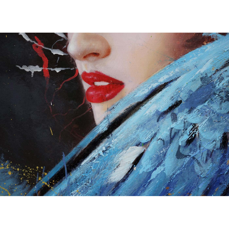 Peinture à l'huile femme peinture sur toile XL, peinte à la main - 180x120cm