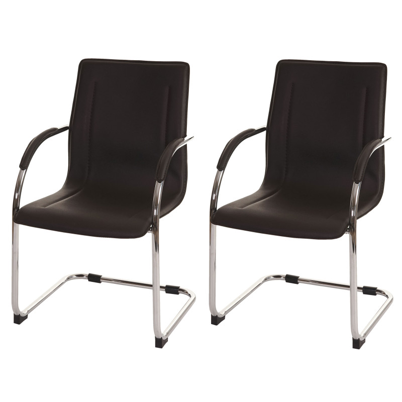 2x Chaise de salle à manger Samara, chaise cantilever,  avec dossier, PVC acier - brun