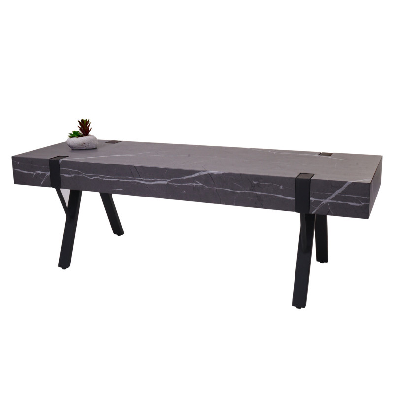 Rack TV Table TV Lowboard Table TV, métal 42x120x40cm - aspect marbre gris