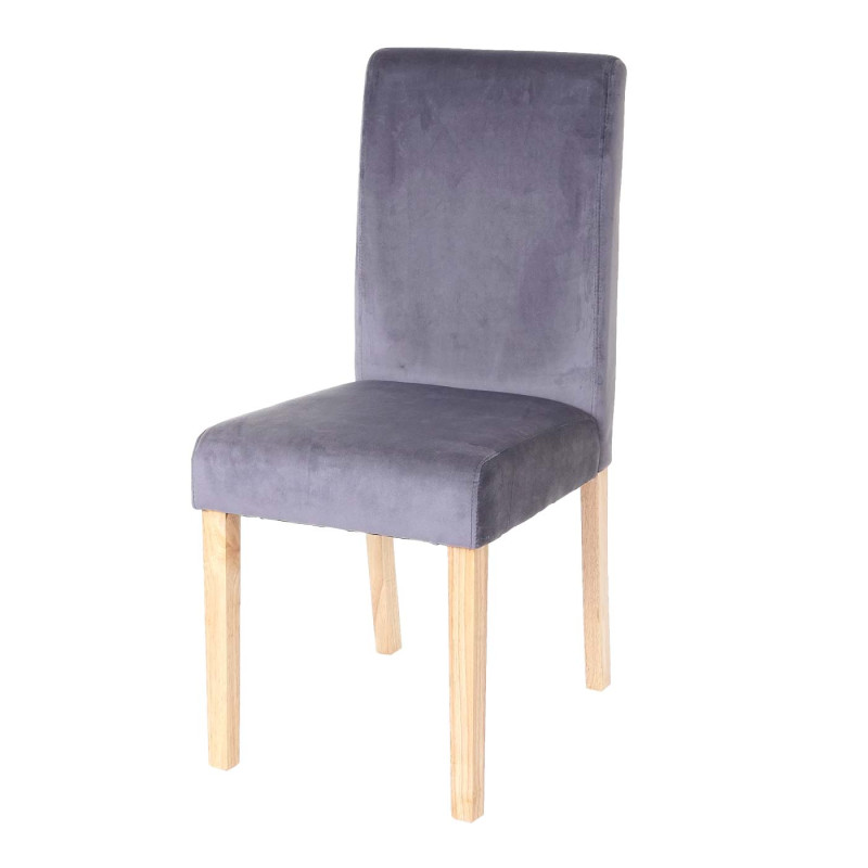 Lot de 4 chaises de salle à manger Littau, velours - gris, pieds clairs