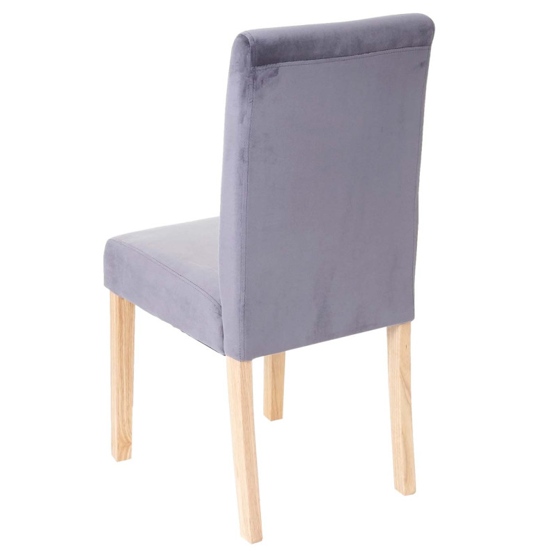 Lot de 4 chaises de salle à manger Littau, velours - gris, pieds clairs