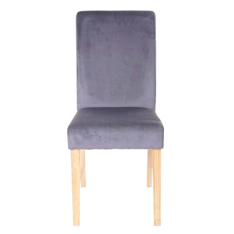 Lot de 4 chaises de salle à manger Littau, velours - gris, pieds clairs